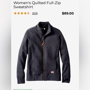 LLBean Women’s quilted full zip sweatshirt